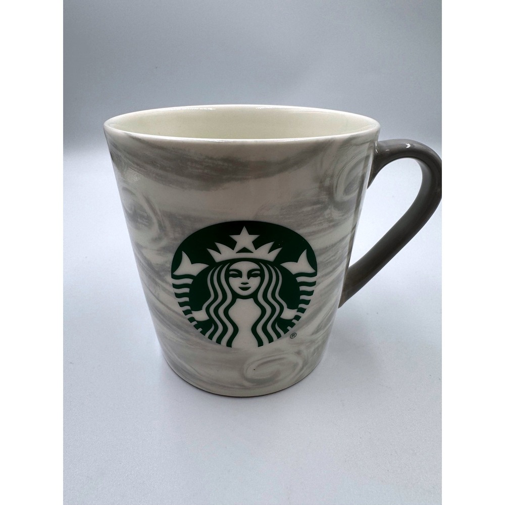 Starbucks 2020 Grey White Marble Swirl Ceramic Coffee Mug‎ 18oz Siren Logo